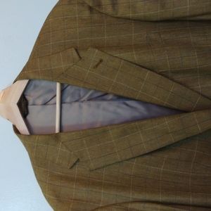 Austin Reed Gold/Tan Windowpane Silk Blend Sport Jacket 46R